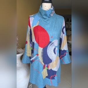 DAMEE Abstract Artsy Women's Sweater Tunic Size Small Oversized